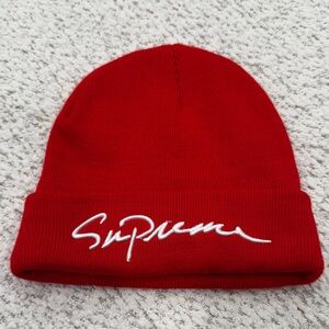 Supreme Signature Red Knit Hat